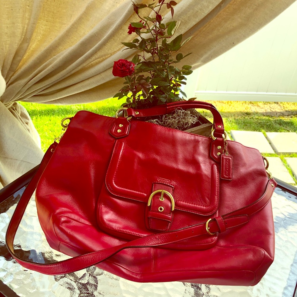 Coach Campbell Carryall Red Leather Shoulder Bag